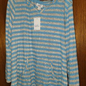 2x Lightweight Croft Barrow Soft Hoodie Sweater Coastline Blue Gray Stripe 18 20